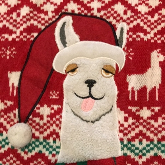 Jolly Sweaters Llama in Scarf and Santa Hat Ugly Christmas Sweater size XXL - Picture 9 of 17